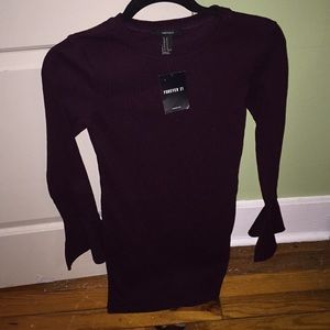 Never worn maroon bell sleeve dress